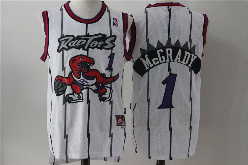 Men Toronto Raptors #1 Mccrady White Throwback NBA Jerseys